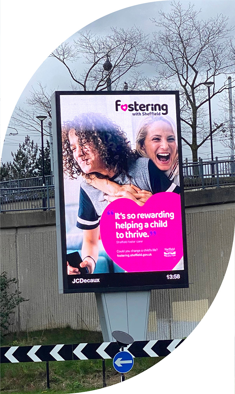 Fostering advert on a digital JC Decaux screen